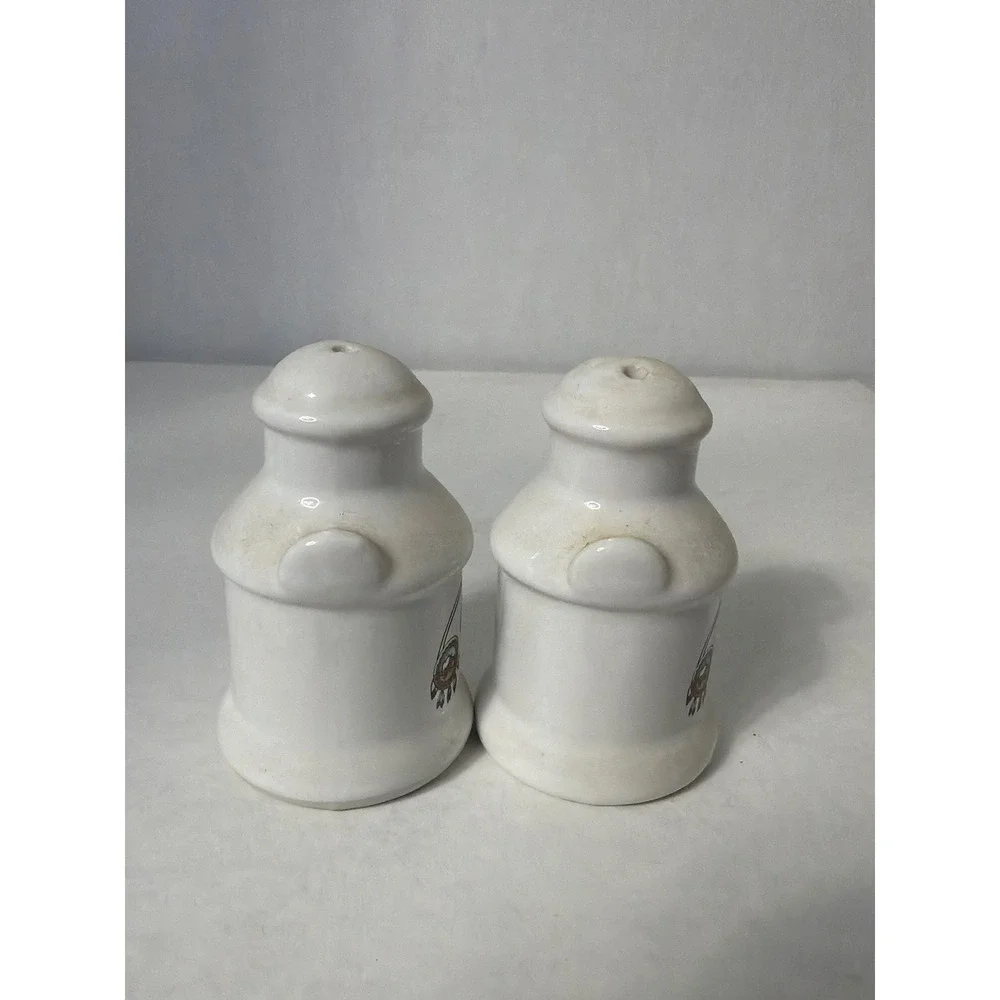 Vintage Oklahoma Souvenir Milk Jug Salt and Pepper Shakers Ceramic White Set